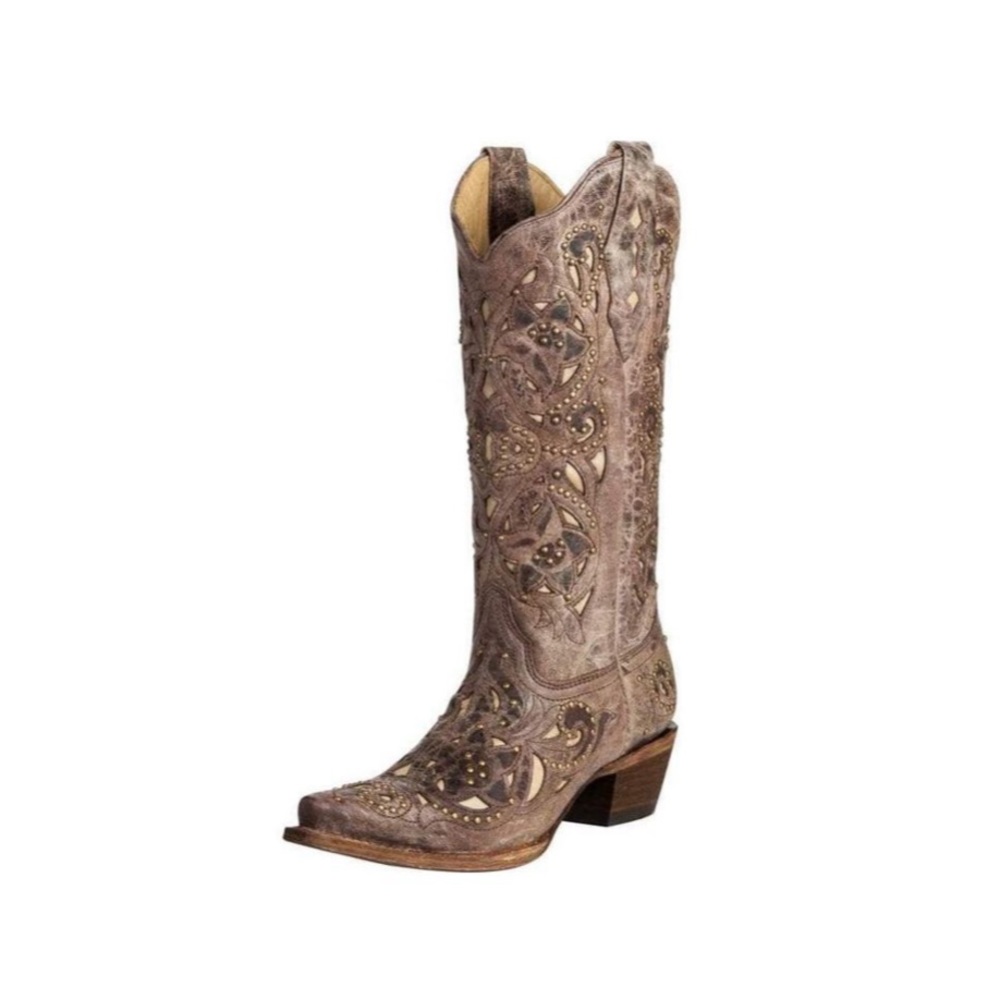Corral Bone Inlay Studded Boot - Size 9